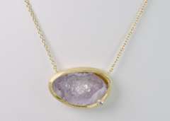 Dreamy Hand Crafted Purple Geode Necklace in Gold Plated Sterling Silver