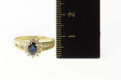 10K Yellow Gold Oval Sapphire Diamond Halo Engagement Ring