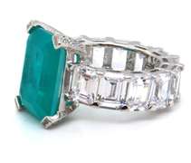Emerald Style with White Cubic Zirconia Band Ring