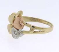 Charming Tri Tone Gold Clover CZ Ring
