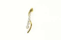 14K Yellow Gold Graduated Diamond Wavy Two Tone Journey Pendant