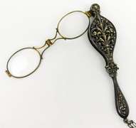 Ornate Antique Sterling Silver Ladies Lorgnette w/Chain