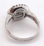 Elegant 18k Stamped White Gold Ocean Blue Saphhire Ring with Dazzling Diamonds