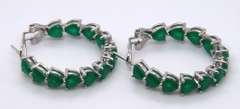 Sterling Silver Green Cubic Zirconia Earrings