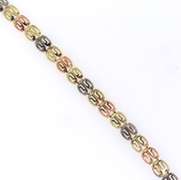 Attractive Tri Color Gold Link Bracelet in 14kt