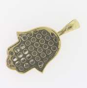 Impressive 10kt Diamond Hamsa Hand Pendant