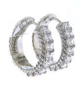 Trendy Sterling Silver Judith Ripka CZ Hoop Earrings