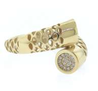Contemporary Handmade Italian 14k Gold Horn Ring with Cubic Zirconias