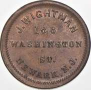 1863 J. Wightman Civil War Token NJ 555C