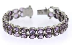 Sterling Silver Amethyst 2 Row Bracelet