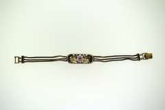 Vintage Sterling Silver Floral Amethyst Chain Bracelet