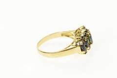 14K Yellow Gold Marquise Natural Sapphire Statement Band Ring