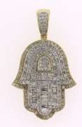 Impressive 10kt Diamond Hamsa Hand Pendant
