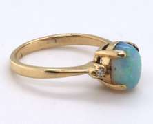 Favorite Yellow Gold Oval Opal and Diamond Ring