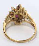 Gorgeous Ruby Diamond Cluster Yellow Gold Ring