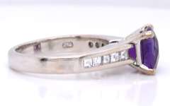 Special Platinum Amethyts with Diamond Channel Set Ring