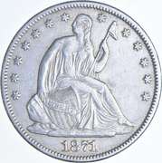 1871 Seated Liberty Half Dollar