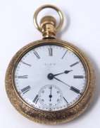 Elgin 17 Jewels Open Face Gold Filled Pocket Watch