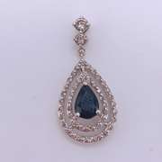 14kt Gold, Blue Sapphire, & Diamond Pendant