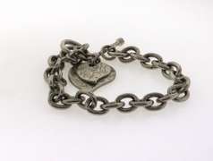 Sterling Silver Cable Chain Twin Heart Bracelet