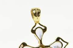 14K Yellow Gold Pear Tanzanite Diamond Accent Cross Pendant