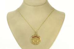 14K Yellow Gold Ruby Turquoise Filigree Menorah Spinning Charm/Pendant