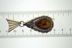 Sterling Silver Signed LBH Mexico Tiger Eye Pendant