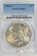 Choice BU 1926-S Peace Silver Dollar. PCGS MS62