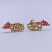 14kt Gold, Ruby, & Diamond Earrings