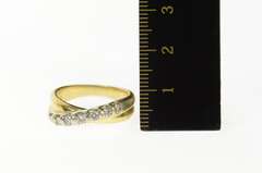 14K Yellow Gold Two Tone Diamond Criss Cross Statement Band Ring