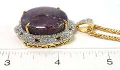 Captivating Colossal 70.00CTS Cabochon-Cut Natural Star Ruby & White Sapphire Necklace in Vermeil