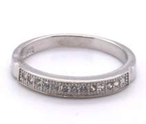 Sterling Silver Anniversary Band Ring with Channel Set Cubic Zirconia