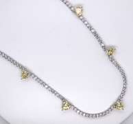 Sterling Silver Heart Shaped Tennis Necklace