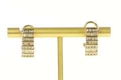10K Yellow Gold 1.45 Ctw Squared Diamond French Clip Hoop Earrings