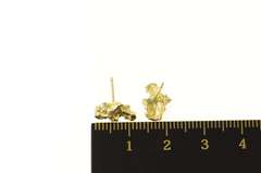 14K Yellow Gold Textured Nugget Raw Cluster Stud Earrings