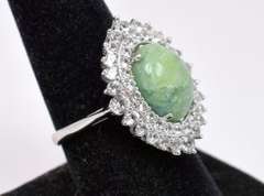 Incredible 7.07CTS Cabochon-Cut Natural Emerald Ring with 2.52CTW White Sapphire Gallery