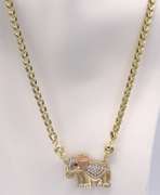 Adorable Elephant Pendant Necklace in 14kt Yellow Gold