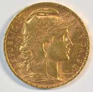 Gem BU 1906 France 20 Francs Gold 'Rooster' coin