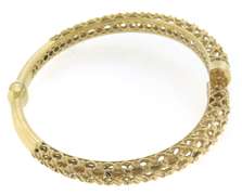 Modern Handmade Italian 14k Gold Adjustable Bangle Bracelet