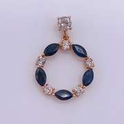 14kt Gold, Blue Sapphire, & Diamond Pendant