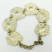 Vintage Sterling Repousse Panel Link Bracelet, 7" to 8"