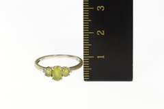 10K White Gold Three Stone Peridot Diamond Accent Classic Ring