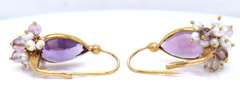 Goregous Pear Amethyst and Dangle Pearl Earrings