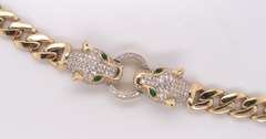 Awesome 14kt Yellow Gold Panther Chain Link Bracelet