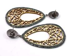 Fabulous Carved Wood Ladies Earrings with Accent Crystals
