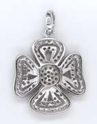 Shiny Sterling Silver Clover Pendant with Cubic Zirconia