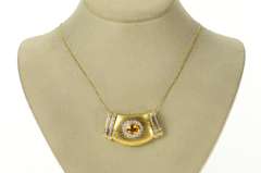 18K Yellow Gold 3.88Ctw Orange Sapphire Diamond Omega Slide Pendant