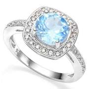 2.39 CT BABY SWISS BLUE TOPAZ & CREATED WHITE SAPPHIRE 925 STERLING SILVER RING