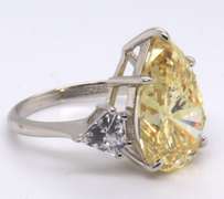 Sterling Silver Pear Shaped Yellow Cubic Zirconia Ring