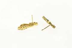 14K Yellow Gold Diamond Twist Design Bar Statement Earrings